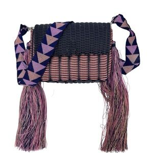 Thelma Espina La Roja Colombia Woven crossbody Bag with Tassels
